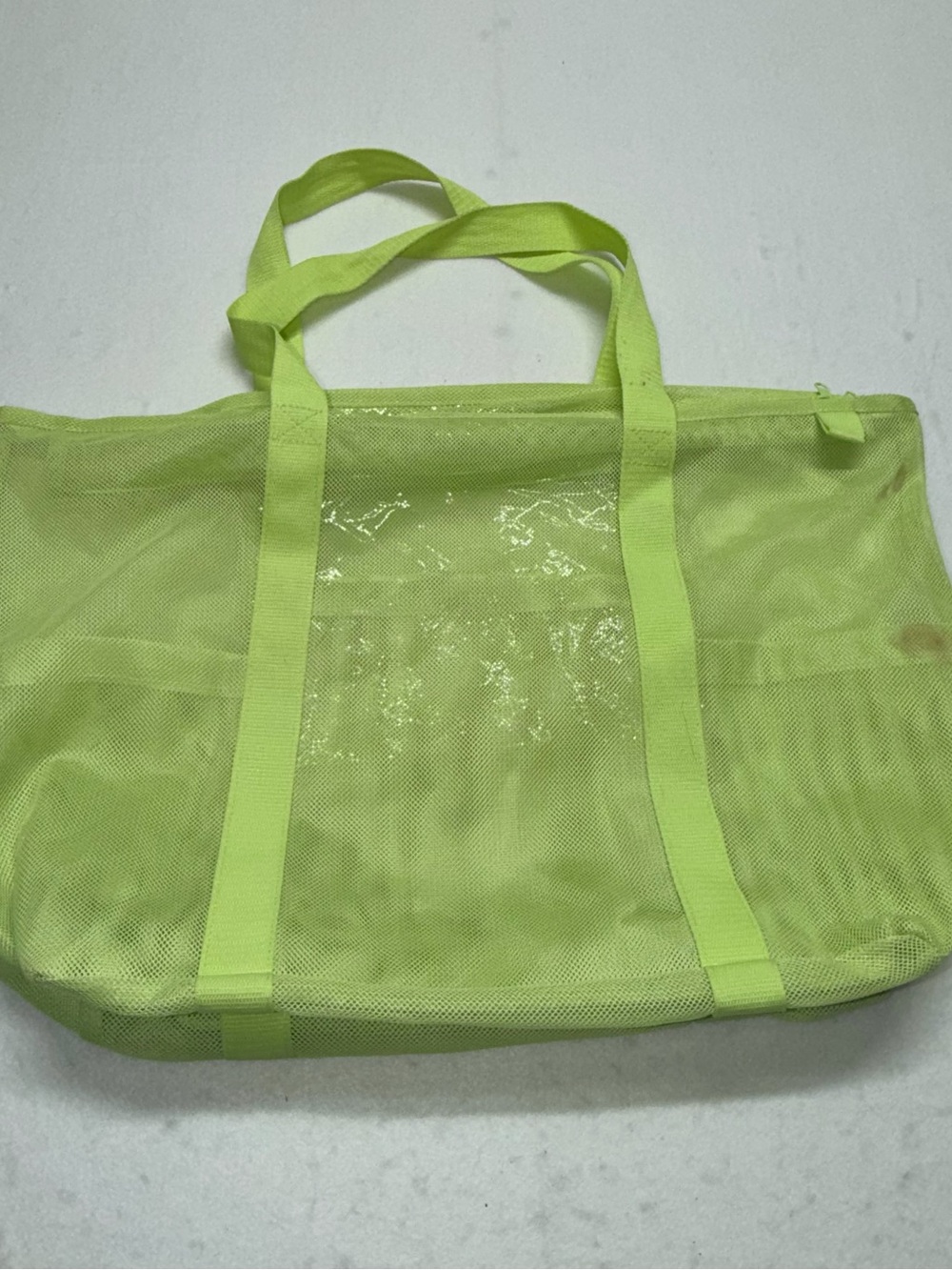 Tagitary Neon Lime Mesh Tote Bag with Top Handles